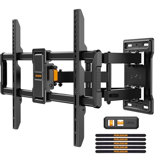 Perlegear TV Wandhalterung Schwenkbar Neigbar für 42-84 Zoll Flach & Curved Fernseher, TV Halterung max.VESA 600x400mm bis zu 60kg