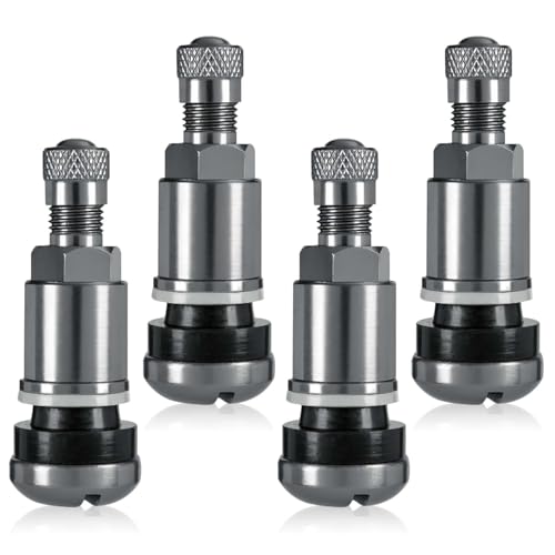 4 Stück Universal Metallventile für Alufelgen, Aluventil Grey Edition PKW Reifenventil Auto Ventile Felgenventile Autoreifen Ventil Autoventile Autoventil für Autos Motorräder Elektrofahrzeuge ﻿