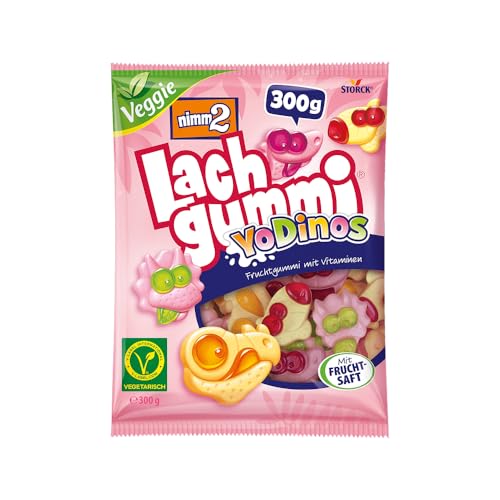 nimm2 Lachgummi YoDinos – 1 x 300g – Vegetarisches Fruchtgummi mit Fruchtsaft, Vitaminen und Joghurt