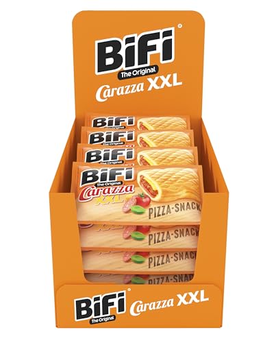 BiFi Carazza XXL – 16er Pack (16 x 75g) – Pizza Snack - Mini Pizza To Go - für Unterwegs, das Büro und die Mittagspause - mit Salami, Pizzasauce und Käse