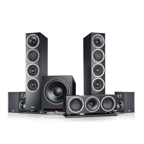 Teufel Theater 500 Surround 5.1 Heimkino-Set - Kinoatmosphäre Surround Sound System, Mächtiger Subwoofer, Allrounder für Musik, Filmton und Games, Dipol-Rear-Lautsprecher, Bassreflex - schwarz