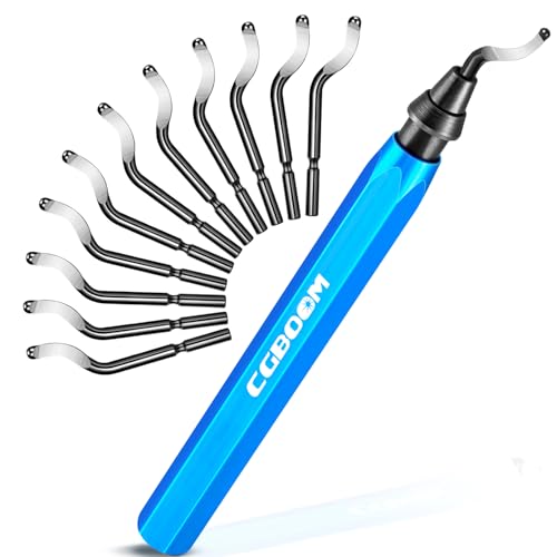 CGBOOM Entgrater Werkzeug Universal, Metallgriff Handentgrater mit 10 Stück Ersatzklingen, 360 ° Rotierender Klinge Schneidwerkzeug für 3D Drucker, Kunststoff, Aluminium und Edelstahl