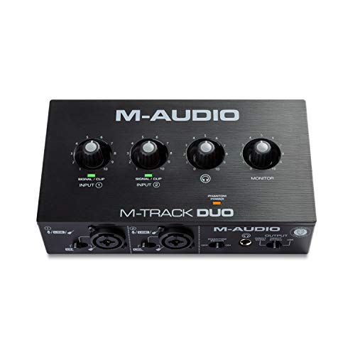 M-AUDIO M-Track Duo - USB Audio Interface für Aufnahmen, Streaming und Podcasting, mit Dualen XLR, Line- und DI-Eingängen, Inklusive Softwarepaket