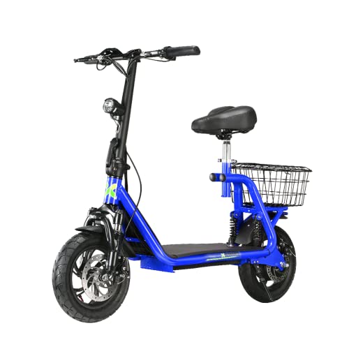 4MOVE E-Scooter mit Sitz,350W Motor Elektro Scooter Für Erwachsene,E-Moped Maximale Geschwindigkeit 25 km/h,Faltbarer Elektroroller mit LED Display,30km Reichweite (Blau)