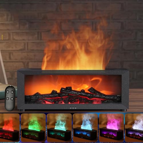 Luftbefeuchter 150ml, 7-Colour Light Flame Effect Aromatherapie Diffuser Kamin, Kamin Aromatherapie Diffusor, Kamin Luftbefeuchter, Für Zuhause, Büro, Schlafzimmer