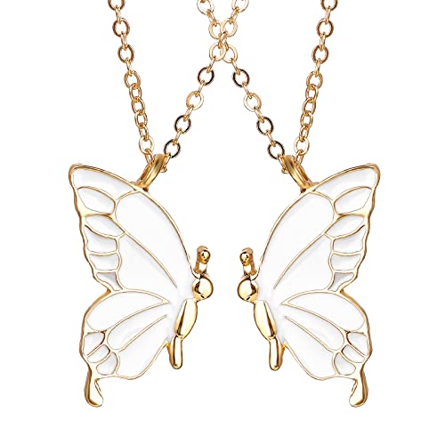 Lusofie 2 Stück Schmetterling Freundschaftskette Bff Halskette für 2 Damen Mädchen Anhänger Halskette Schmuck für Geburtstag Weihnachtsfeier