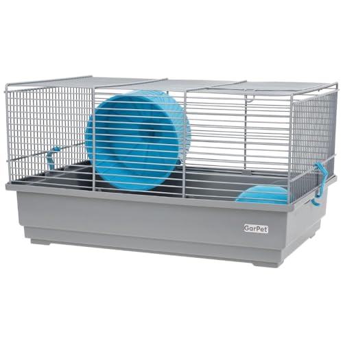 GarPet Hamsterkäfig Nagerkäfig Mäusekäfig mit Haus Laufrad Käfig Farbwahl (grau)