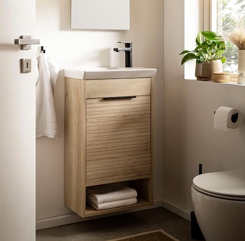 Schildmeyer Gäste Waschtisch Mads 159075, weißeiche Dekor/gestreift