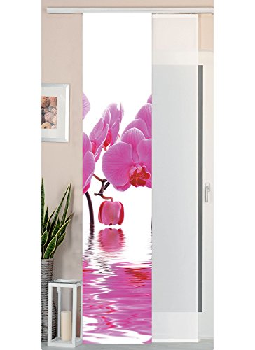 Gardinenbox 2er Set Schiebegardine Flächenvorhang Wildseide Optik und Voile Paneel, 245x45, Orchidee Pink, 80400