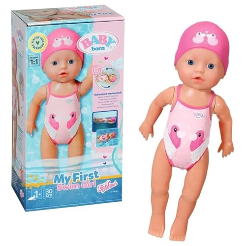 BABY Born My First Swim Girl - 30 cm Puppe - Wasserfeste Aufzieh-Badepuppe - Funktioniert ohne Batterien - Geeignet für Kinder ab 1 Jahr