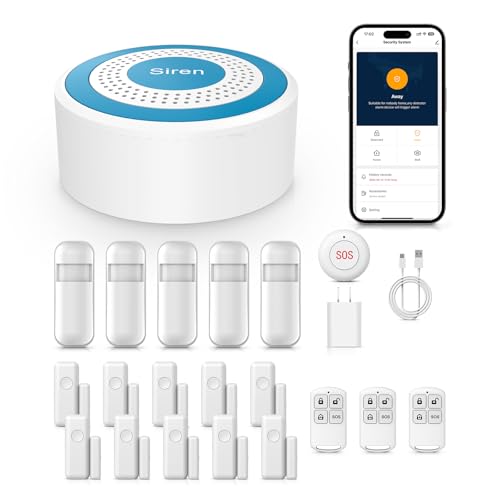 XNH 2.4GHz WLAN Sicherheitssystem für Haus, 20 Stück Alarmanlage für Haus, Wohnung mit APP, 100 dB Sirene, Bewegungsmelder, Tür-Fenstersensoren, Fernbedienung, Funktioniert mit Alexa
