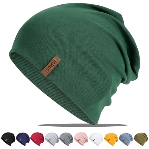 Mütze Damen Herren, Slouch Beanie Mütze, Weich Dünne Mütze aus Baumwolle, Leichte Atmungsaktiv Longbeanie, Elastisch Laufmütze für Alle Jahreszeiten