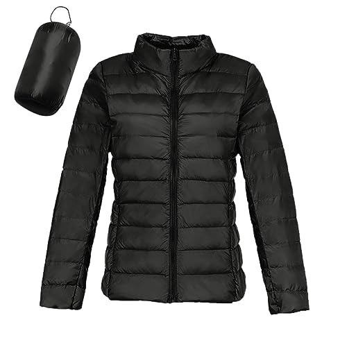 Daunenmantel Damen Leicht Winterjacke Warm Steppjacke Damen Leicht Ohne Kapuze Herbstjacke Kurz Einfarbig Puffer Jacket Damen Crop Wintermantel Damen Wasserdicht Damen Jacke Große Größen Thermojacke