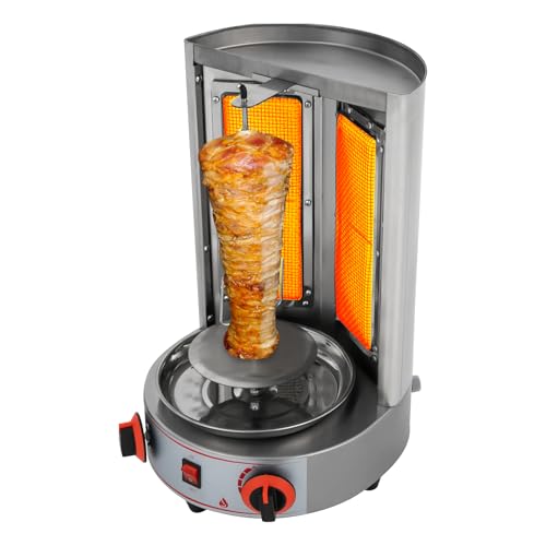 4.3KW Dönergrill, Vertikaler aus Edelstahl für Döner, Dönergrill für Gas Zuhause, Drehspieß Rotissiere Hähnchengrill, bis Gewichtskapazität 8kg Schaschlik-Grill für Schwein, Huhn und Hackbraten