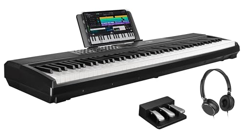 STRICH E-Piano 88 Tasten Gewichtet Klavier mit Sustain-Pedal, Hammermechanik-Digitalpiano, 2x15W integrierte Lautsprecher, vollwertiges E-Piano mit USB-MIDI/Wireless-Verbindung, SDP-120