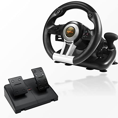 PXN V3 Pro Gaming Lenkrad, PC Lenkrad mit Pedal, 180° Lenkbereich - Gebraucht - Wie Neu - Vibrationen Feedback Lenkräder, Gaming Rennlenkrad für PS4, Xbox, PS3, PC, Switch - Schwarz