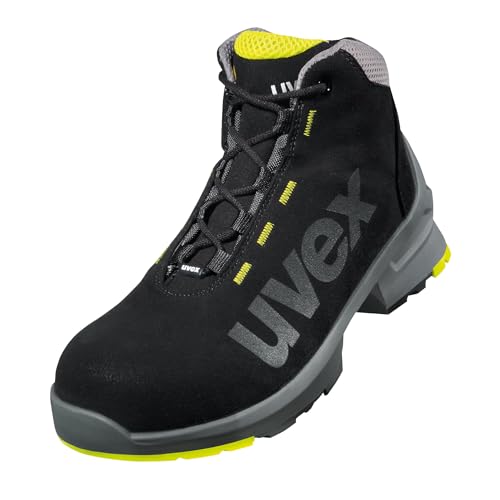 Uvex 1 Sicherheitsschuhe S2 SRC, Stiefel, Arbeitsschuhe für Herren, Schwarz/Lime, Größe 43