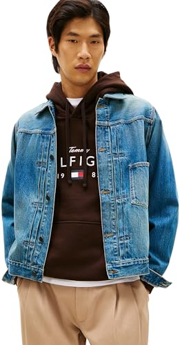 Tommy Hilfiger Herren JKT Type 1 Indigo Mw0Mw41878 Trucker-Jacke, Denim (Mario Blue), L