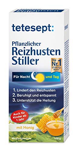 Tetesept Pflanzlicher Hustenstiller - 1 x 125ml - Hustensaft mit Honig - natürlich wirskam bei Reizhusten
