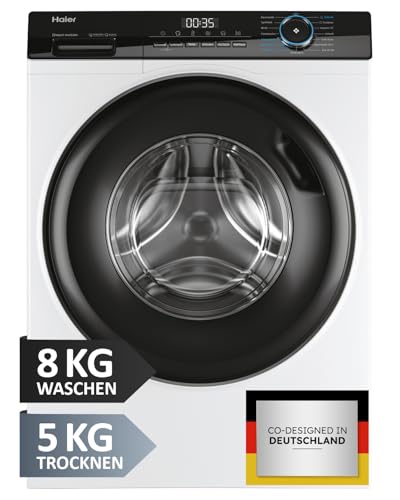 Haier I-PRO SERIE 3 Waschtrockner HWD80-B14939 I Waschmaschine Trockner Kombi mit 8kg Waschen & 5kg Trocknen I Energieklasse A, Kombiklasse D I 1.400 U/Min & leiser Direktantrieb I Waschtrockner Kombi