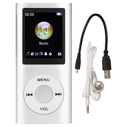 MP4-Player, MP3-Musikplayer mit 1,8-Zoll-LCD-Bildschirm, Tragbarer Digitaler Verlustfreier Musik-MP3-MP4-Player, für Kinder, Studenten(Silber)