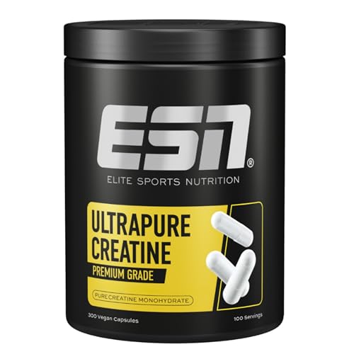 ESN Ultrapure Creatine Monohydrate, 300 Kapseln, 100 Portionen, Kreatin Kapseln, mikrofein & perfekt löslich, vegan - made in Germany