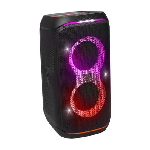 JBL PartyBox Stage 120 in Schwarz – Tragbare Bluetooth-Lautsprecher-Box mit JBL Pro Sound, Lichtshow, KI-Sound-Boost und Teleskopgriff – 12 h Laufzeit, UK Stecker (Typ G)