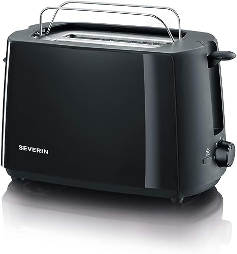 SEVERIN Automatik-Toaster, Toastgerät mit Brötchenaufsatz, hochwertig, mit Krümelschublade und 700 W Leistung, schwarz, AT 2287