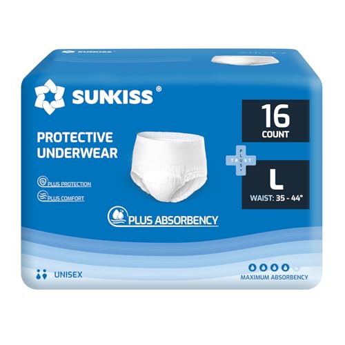 SUNKISS TrustPlus Inkontinenz Pants für Erwachsene, Saugfähige Windelhosen mit Elastischen Bündchen für Männer und Frauen, Diskreter Auslaufschutz bei Blasenschwäche, Größe L, 16 Stück