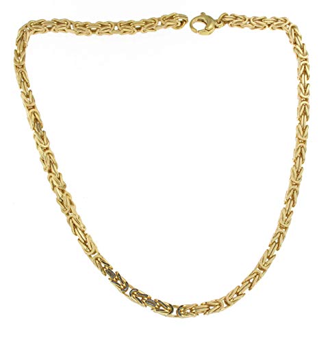 Byzantiner Königskette 18kt vergoldet 5mm Länge 60cm, Halskette Herren-Kette Goldkette Damen Geschenk Schmuck ab Fabrik Italien tendenze