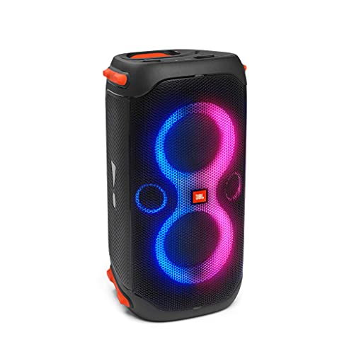 JBL PartyBox 110 - Schwarz – Trag - und rollbarer Bluetooth Party-Lautsprecher mit Lichteffekten – Spritzwassergeschützte, mobile Musikbox mit Akku