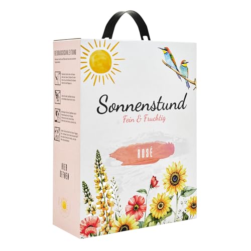 Sonnenstund Rosé fein & fruchtig 3 Liter Wein-Box, mit Aromen von Himbeere, Erdbeere und roter Johannisbeere, Roséwein lieblich QbA vom Kaiserstuhl (1 x 3,0 l Bag-in-Box)