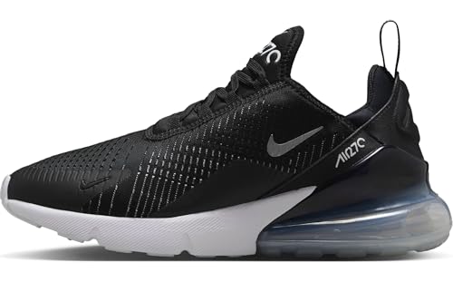 Nike Damen Air Max 270 Freizeit-Schuhe, Black/Metallic Silver/White, 36