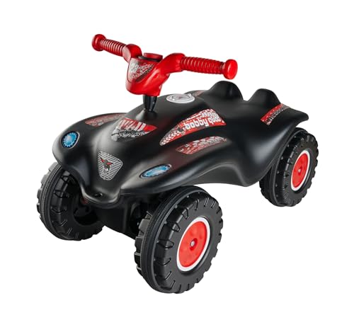 BIG Bobby Car Quad Racing (schwarz-rot) - Kinder-Rutschauto ab 3 Jahre mit Lenker, Hupe und Offroad-Reifen, Auto für Mädchen und Jungen von 3-7 Jahre (max. 50 kg)