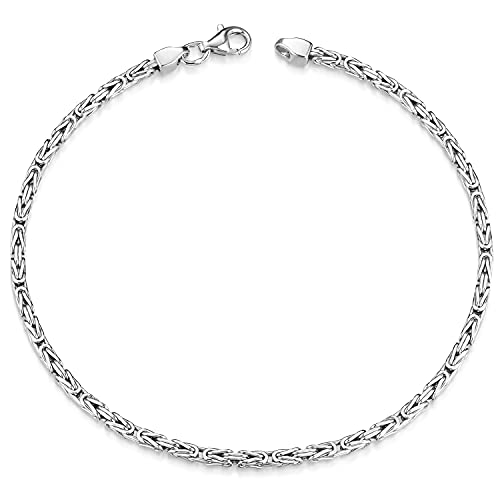 Materia Herren Armband Silber 925 - Vierkant Königskette rhodiniert 17cm SA-3-17cm