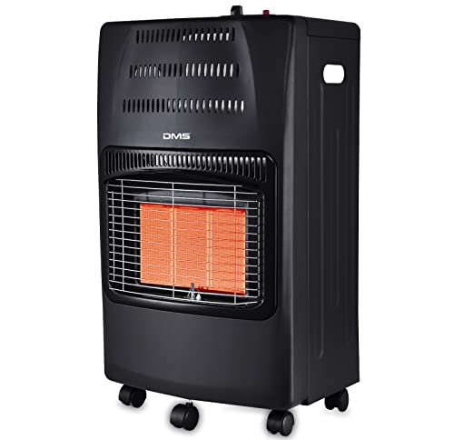DMS® Gasheizofen 4200W Heizgerät Gasheizung Gasheizer Infrarot Keramikbrenner inkl. Gasdruckregler Gasschlauch, Heizstrahler Gasheizgerät, Infrarot, Butan- Propangasflaschen bis 15kg [EEK A] (Schwarz)