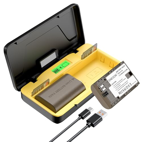 ENEGON LP-E6/LP-E6N 20W Dual-Akku-Speicher-Schnellladegerät-Set (2X 3000mAh) kompatibel mit Canon EOS 5D, EOS 5D Mark II,EOS 6D, 7D, 60D, 70D, 80D, 90D, XC10, XC15, LCD-Anzeige