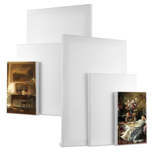 6 PzTela per Dipingere in Cotone, Arte Tele per Dipingere, Tele da Dipingeres, Tavola Tela Bianca, Piccolo Pittura su Tela per Pittura Acrilica Olio Artisti(30x20cm 20x15cm 15x10cm)