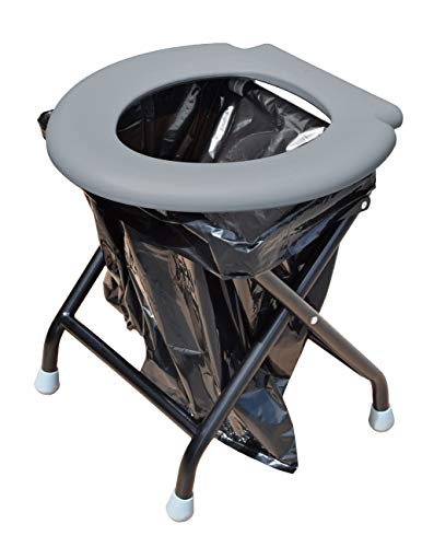 YACHTICON Mobile Klapptoilette Grau – Faltbare Campingtoilette & Trockentoilette mit 6 Beuteln – kompakte Notfalltoilette für Camping, Boot, Auto & Outdoor