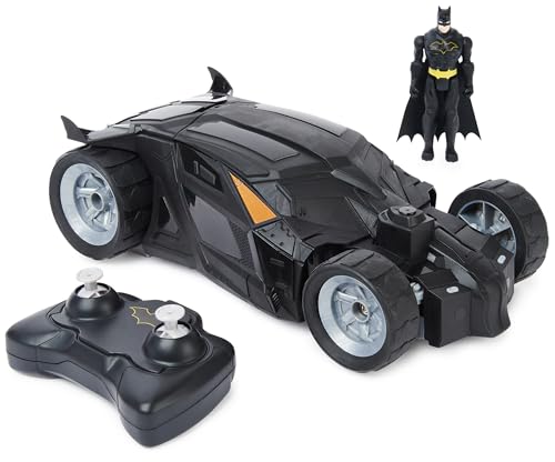 DC Comics - Batman Batmobile mit Fernsteuerung und Batman Figur (10cm) (2,4 GHz), einfach zu Fahren, kompatibel mit den Batman-10cm-Figuren, Maßstab 1:20, ab 4 Jahren