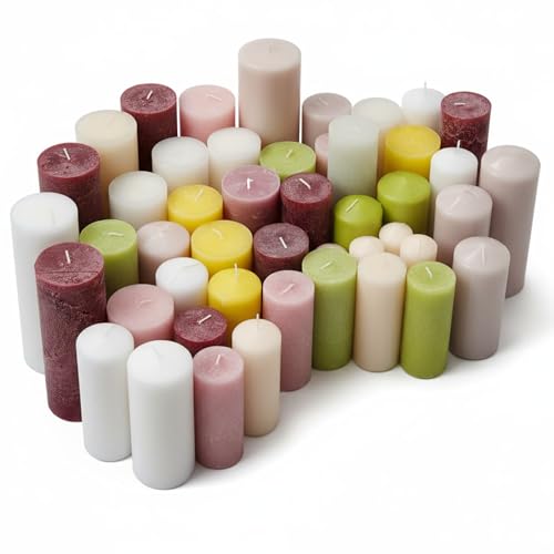5 Kg Stumpenkerzen Kerzen in verschiedenen Farben und Größen bunte Rustik Stumpenkerze 2. Wahl Kerzen Set bunt gemischt
