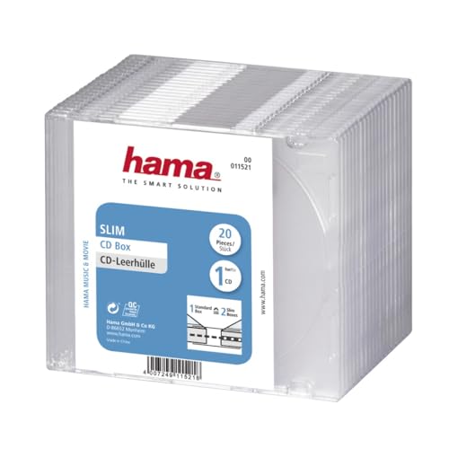 Hama CD-Leerhülle (20er-Pack, Slim, Höhe 5,2mm) CD-Schutzhülle weiß