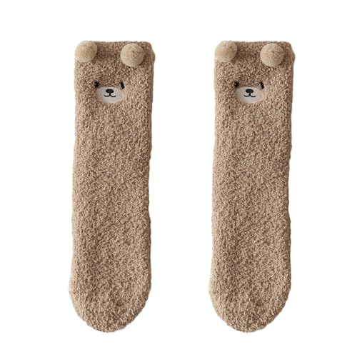 SpirWoRchlan Flauschige Socken für Damen, Bettsocken, niedlicher Bär, Damen-Socken, weiche flauschige Socken, Winter, bequem, warme Socken für Damen und Mädchen, Weihnachtsstrumpffüller, Geschenke,