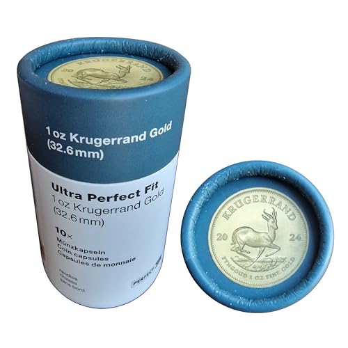 Ultra Perfect·Fit Münzkapseln für 1 oz. Krügerrand Gold Münzen (32,6 mm) - Premium-Münzkapseln Leuchtturm 10er Tube