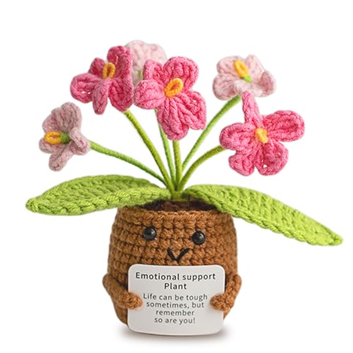 Aruigu Pocket Hug Vergissmeinnicht-Blumen - Positive Potato Kartoffel Serien Gehäkelte Glücksbringer Gute Besserung Genesungsgeschenke Geschenke Prüfung Zeugnis Geburtstagsgeschenk Freunden Kollegen