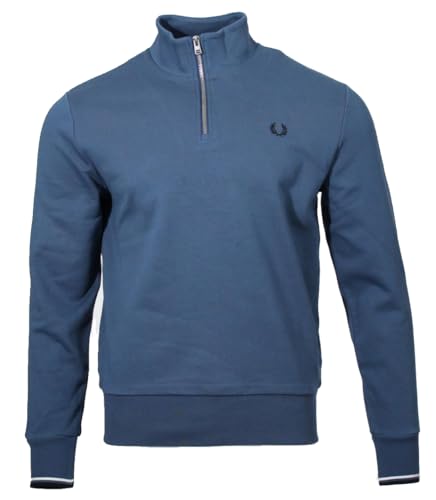 Fred Perry Herren Half-Zip Pullover (DE/NL/SE/PL, Alphanumerisch, XXL, Regular, Regular, Blau2)