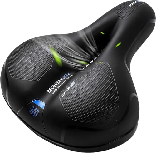 OSIGEI Fahrradsattel, Gel Fahrradsitz, breiter, weicher, komfortabel atmungsaktiv stoßdämpfend, Ergonomisch Fahrrad Sattel mit wasserdichte Abdeckung (blau)