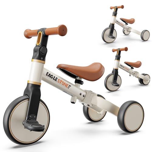 EagleStone 3-in-1 Laufrad für Kleinkinder, Kinder-Balancebike & Dreirad für 18 Monate bis 4 Jahre, Indoor & Outdoor Geschenk für 1–3-Jährige, Geburtstagsgeschenk Spielzeug für Jungen & Mädchen, Weiß