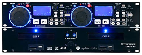 Pronomic CDJ-230 Doppel DJ CD Player mit USB & SD (2-Kanal DJ Desk mit separatem Controller, Pitch Bender und DSP-Effekte, Seamless Loop, 19
