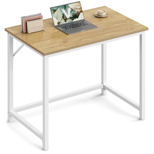 VASAGLE Tisch, Computertisch, Bürotisch, 80 x 50 x 76 cm, für Arbeitszimmer, Schlafzimmer, Wohnzimmer, natureichenfarben-perlweiß LWD038W70V1